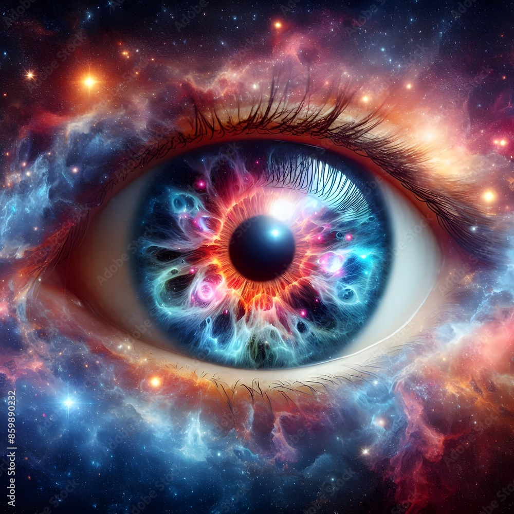 eye of the galaxy, Bright blue eyes with reflection of sunlight. Close-up image of the human eye. The eyes have sunlight reflecting them, adding a bright, sparkling effect. eye of the galaxy, Bright blue eyes with reflection of sunlight. Close-up image of the human eye. The eyes have sunlight reflecting them, adding a bright, sparkling effect.