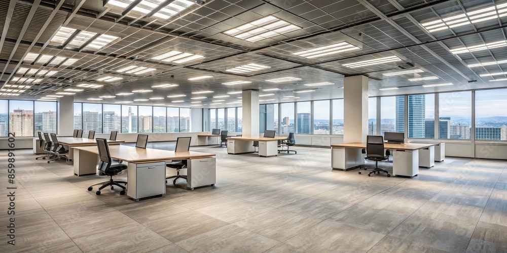 A deserted office space symbolizing the never-ending rat race of corporate life and brutal capitalism , competition, career, stress, exhaustion, busy, competition, struggle, deadline A deserted office space symbolizing the never-ending rat race of corporate life and brutal capitalism , competition, career, stress, exhaustion, busy, competition, struggle, deadline