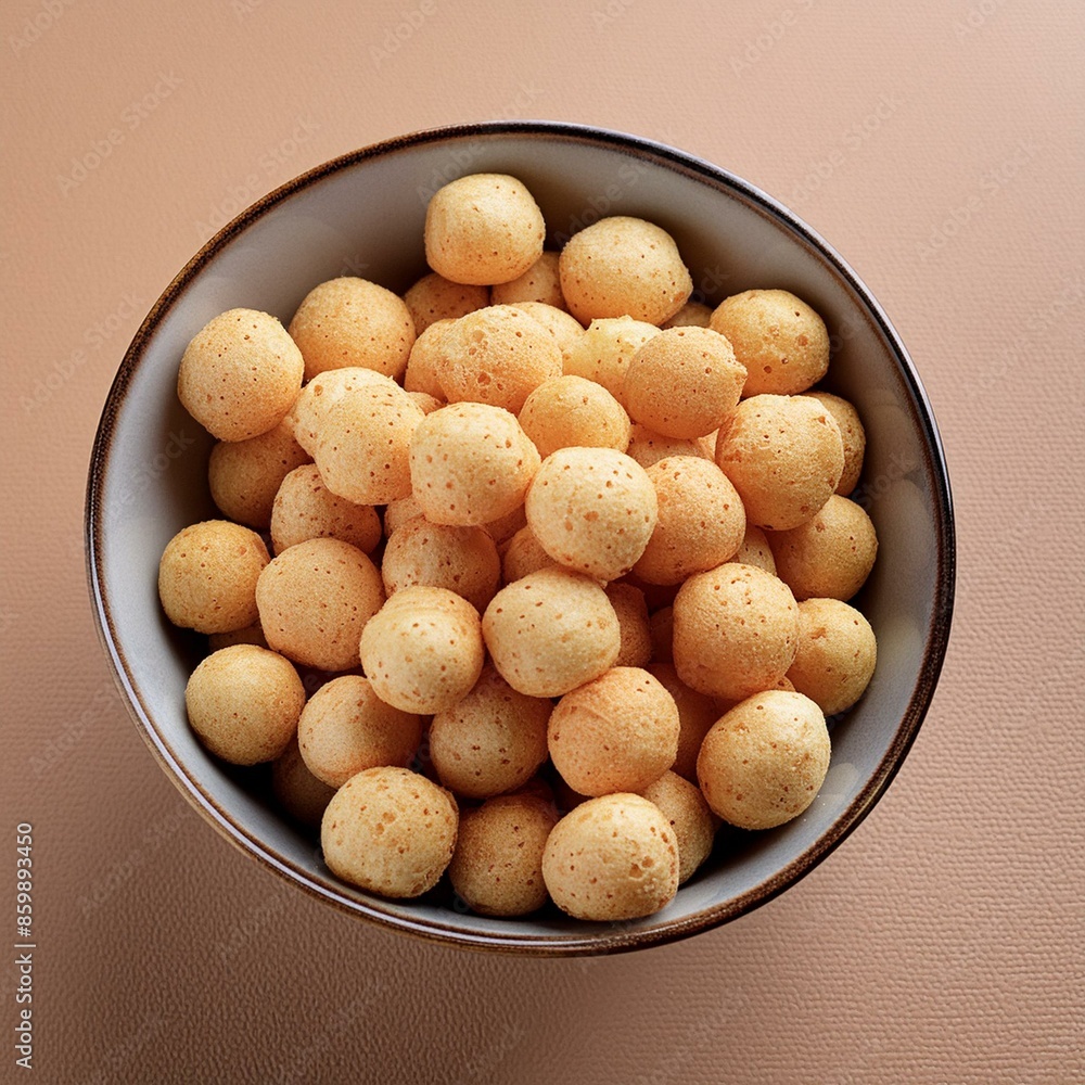 Salty cheese puffs or balls snack