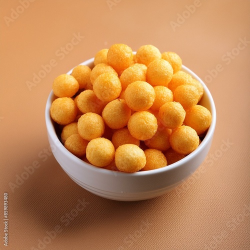 Salty cheese puffs or balls snack