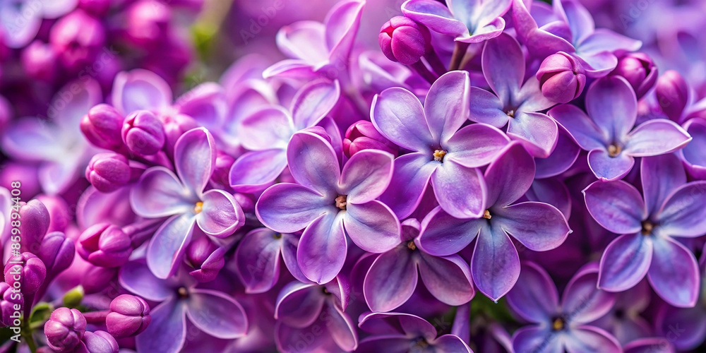 Purple lilac flowers blossom in garden, spring background
