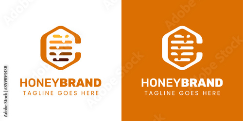 Letter C Honey Logo, Perfect for Beekeeping and Honey Producers