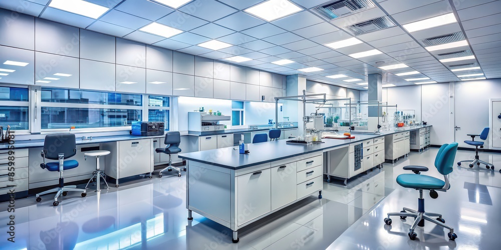 State-of-the-art biotech lab with gene editing tools and cell culture ...