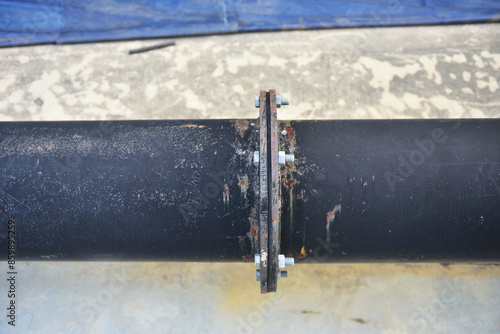 Heavy rain in the old drain pipe with rain water