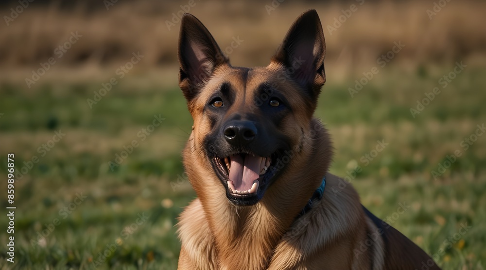 Belgian malinois shepherd dog growling and threatening showing her teeth.generative.ai Belgian malinois shepherd dog growling and threatening showing her teeth.generative.ai