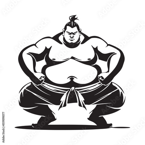Japanese Sumo Wrestling Stock Vector Illustration isolated on white