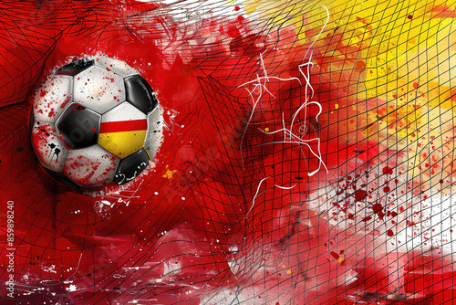 Soccer Ball On Turf In Front Of Soccer Goal