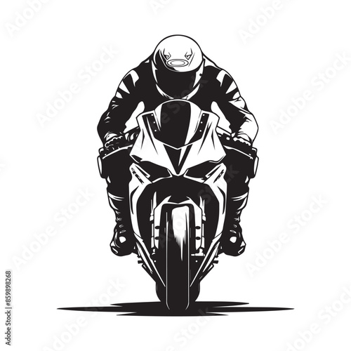 Front view Motorcycle Racing Vector Art, Icons, and Graphics on white background