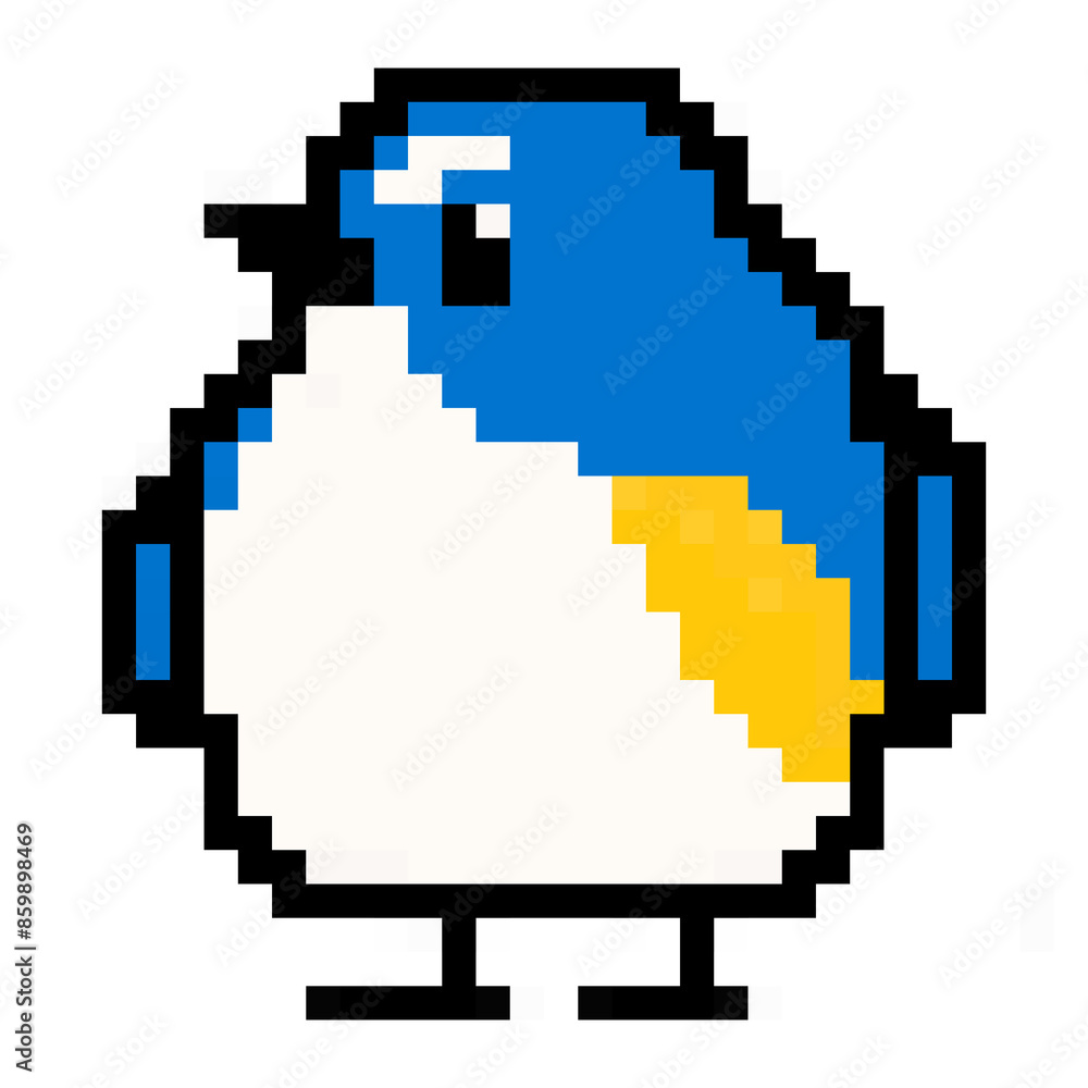 ドット絵, アニマルイラスト, ルリビタキのオス ドット絵, アニマルイラスト, ルリビタキのオス