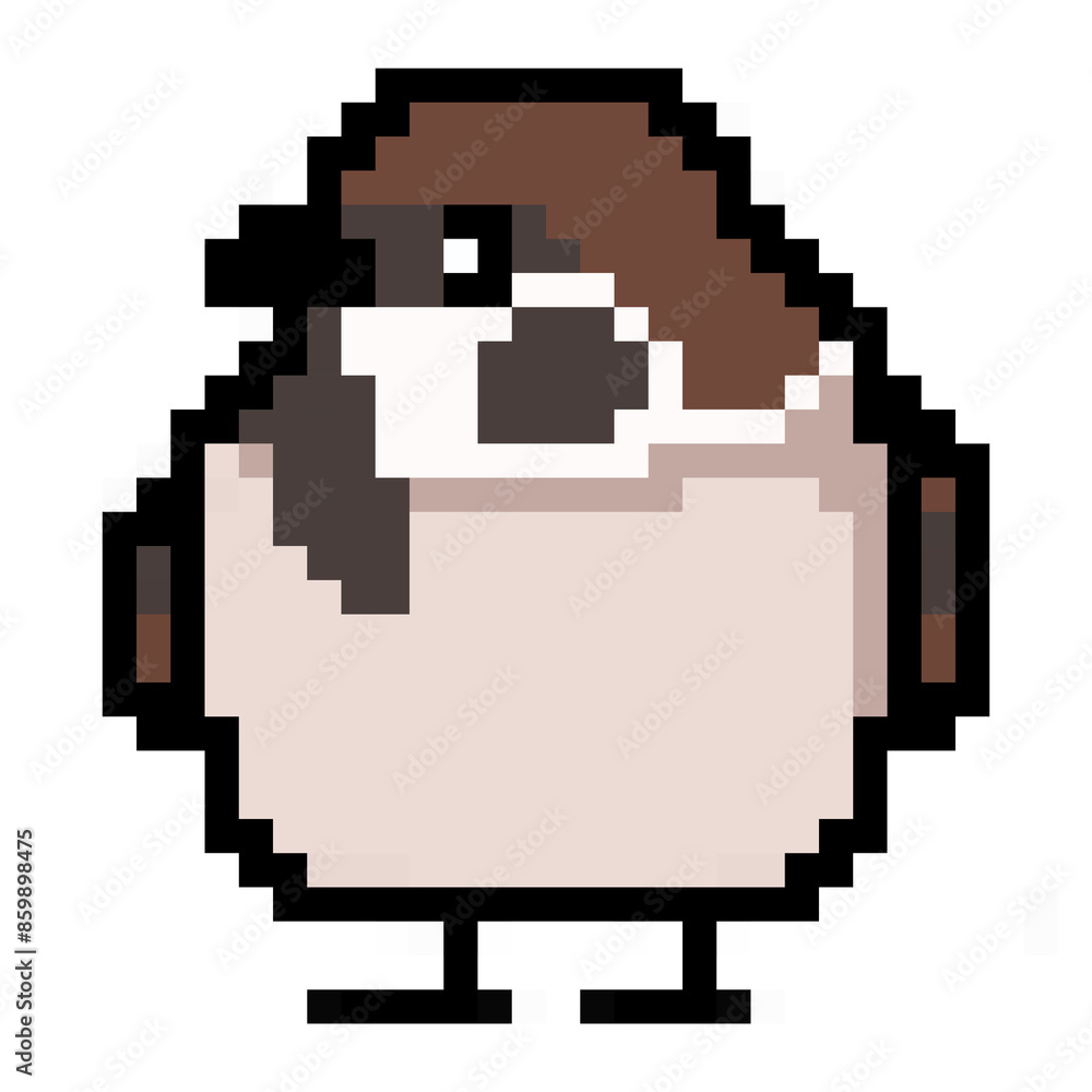 Fototapeta premium ドット絵, アニマルイラスト, スズメ