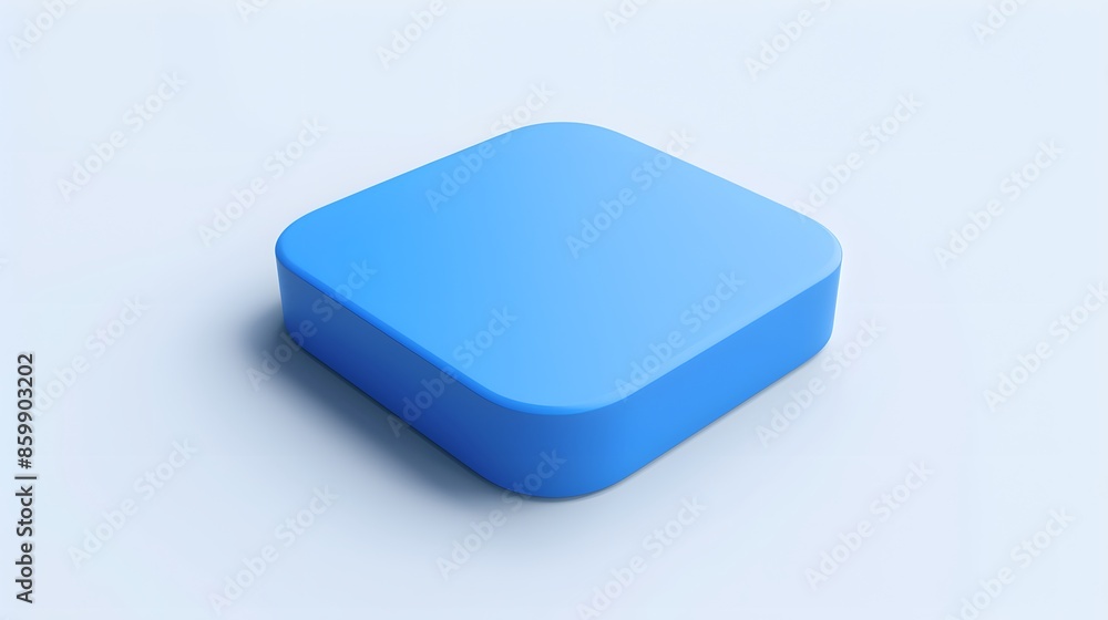 Blank Mobile application icon, button - Blue square with round corners. 3d rendering, white background Blank Mobile application icon, button - Blue square with round corners. 3d rendering, white background