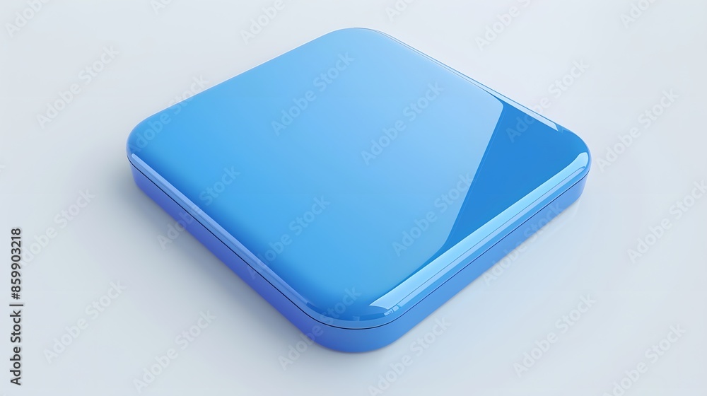 Blank Mobile application icon, button - Blue square with round corners. 3d rendering, white background Blank Mobile application icon, button - Blue square with round corners. 3d rendering, white background