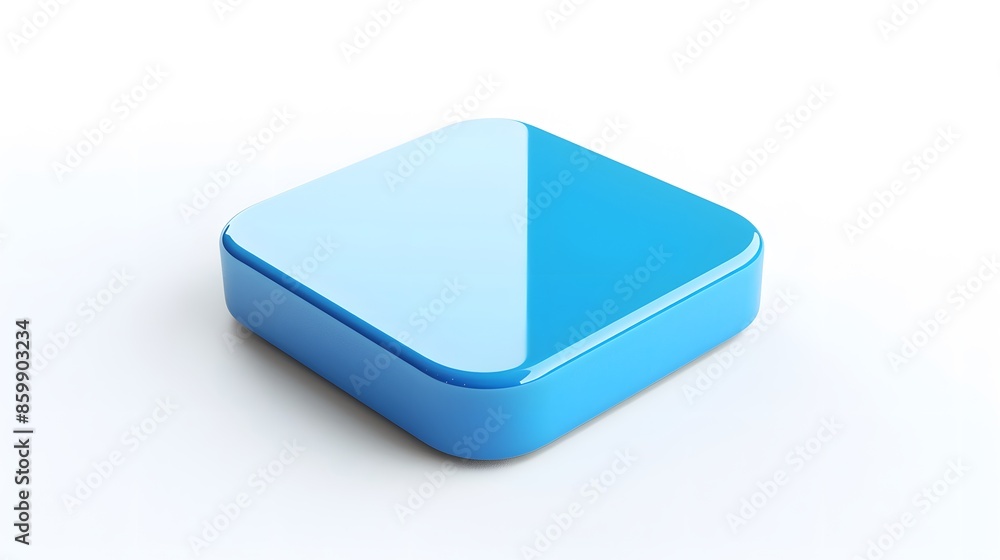 Blank Mobile application icon, button - Blue square with round corners. 3d rendering, white background Blank Mobile application icon, button - Blue square with round corners. 3d rendering, white background