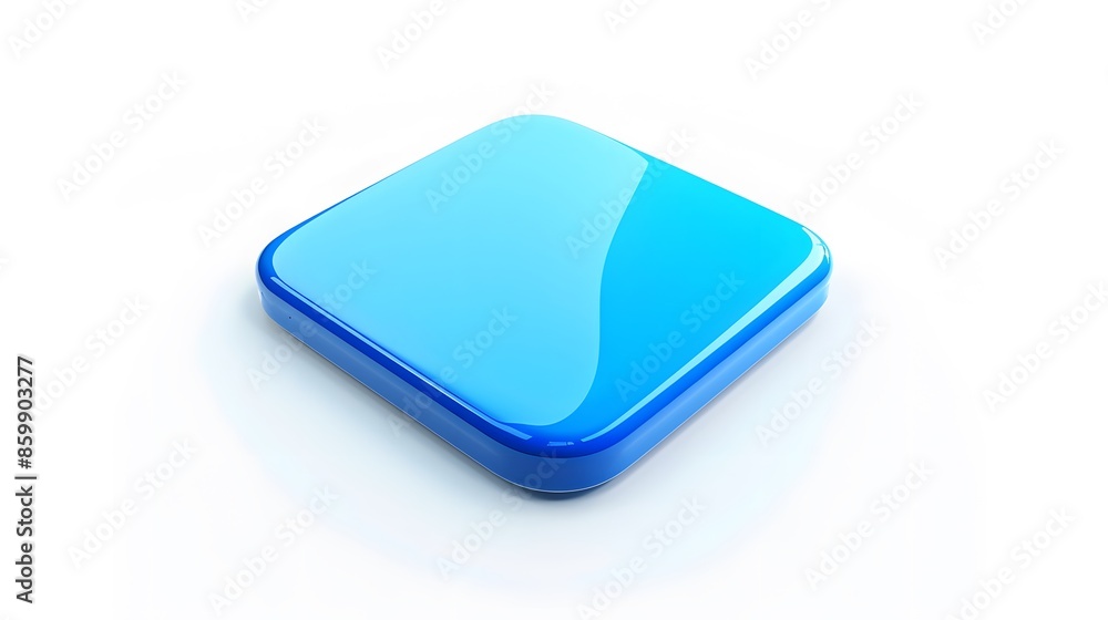Blank Mobile application icon, button - Blue square with round corners. 3d rendering, white background Blank Mobile application icon, button - Blue square with round corners. 3d rendering, white background
