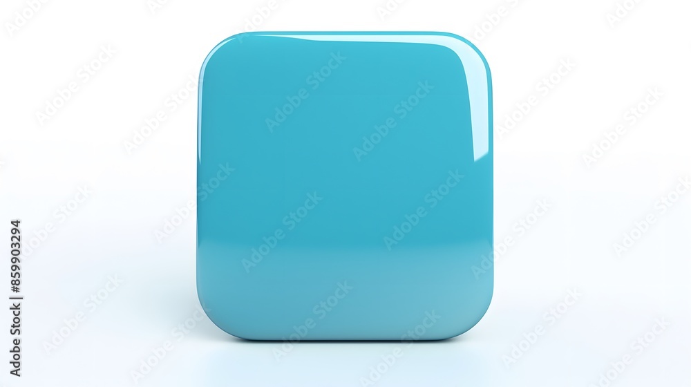 Blank Mobile application icon, button - Blue square with round corners. 3d rendering, white background Blank Mobile application icon, button - Blue square with round corners. 3d rendering, white background