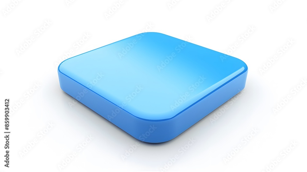 Blank Mobile application icon, button - Blue square with round corners. 3d rendering, white background Blank Mobile application icon, button - Blue square with round corners. 3d rendering, white background
