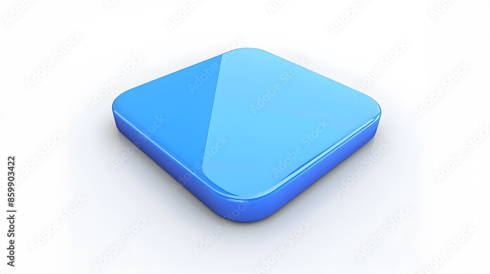 Blank Mobile application icon, button - Blue square with round corners. 3d rendering, white background Blank Mobile application icon, button - Blue square with round corners. 3d rendering, white background