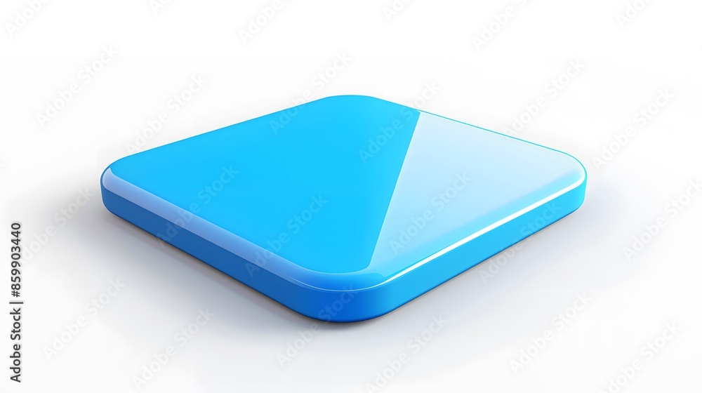 Blank Mobile application icon, button - Blue square with round corners. 3d rendering, white background Blank Mobile application icon, button - Blue square with round corners. 3d rendering, white background