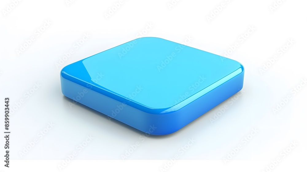Blank Mobile application icon, button - Blue square with round corners. 3d rendering, white background Blank Mobile application icon, button - Blue square with round corners. 3d rendering, white background