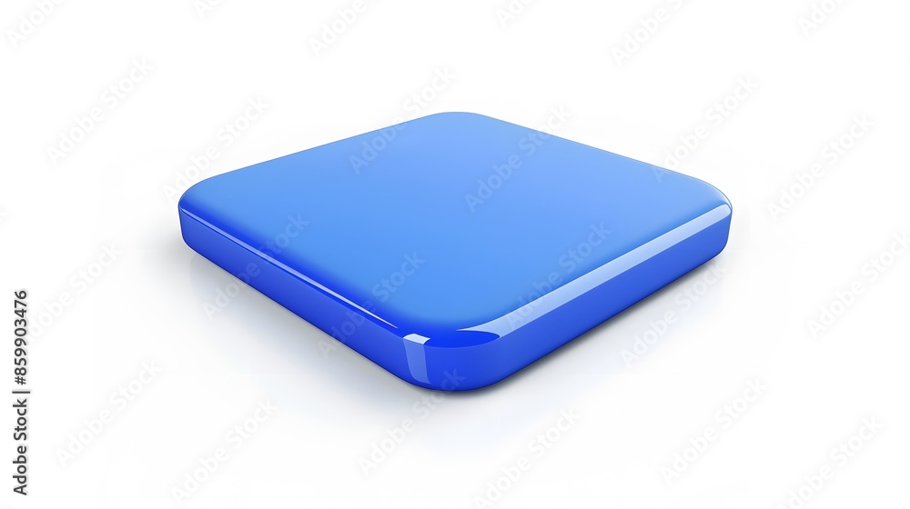 Blank Mobile application icon, button - Blue square with round corners. 3d rendering, white background Blank Mobile application icon, button - Blue square with round corners. 3d rendering, white background