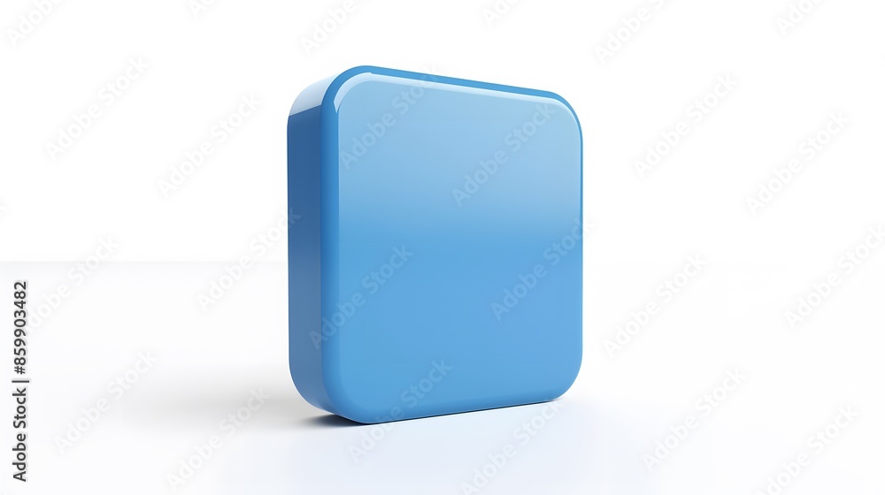 Blank Mobile application icon, button - Blue square with round corners. 3d rendering, white background Blank Mobile application icon, button - Blue square with round corners. 3d rendering, white background