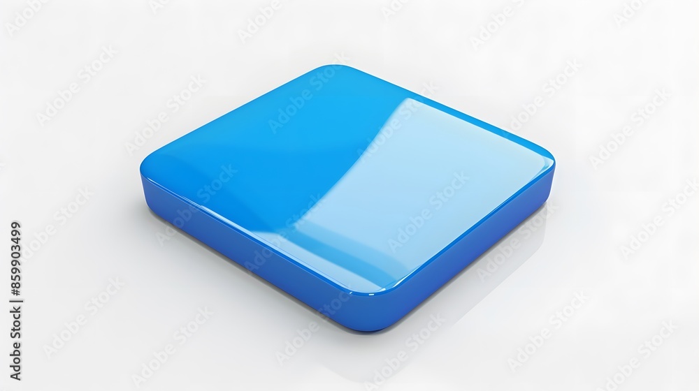 Blank Mobile application icon, button - Blue square with round corners. 3d rendering, white background Blank Mobile application icon, button - Blue square with round corners. 3d rendering, white background