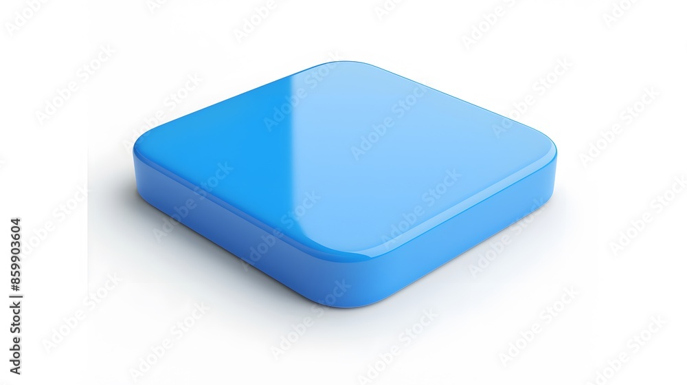 Blank Mobile application icon, button - Blue square with round corners. 3d rendering, white background Blank Mobile application icon, button - Blue square with round corners. 3d rendering, white background