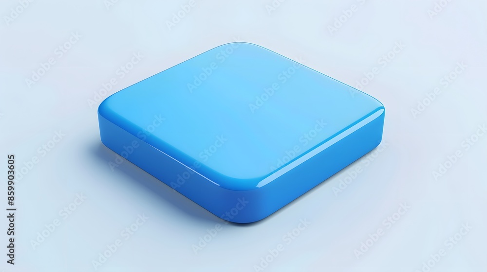 Blank Mobile application icon, button - Blue square with round corners. 3d rendering, white background Blank Mobile application icon, button - Blue square with round corners. 3d rendering, white background