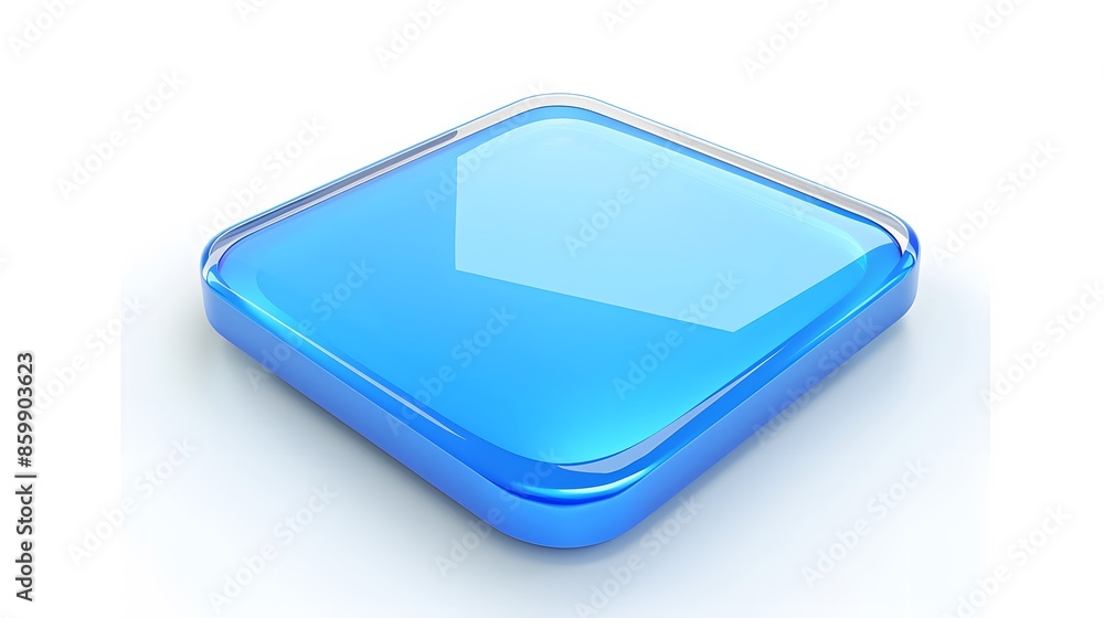 Blank Mobile application icon, button - Blue square with round corners. 3d rendering, white background Blank Mobile application icon, button - Blue square with round corners. 3d rendering, white background