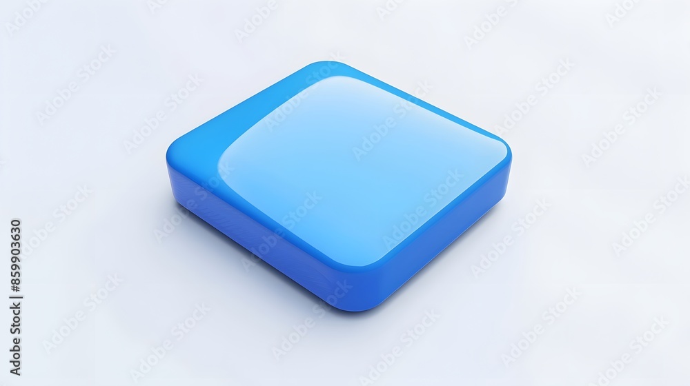 Blank Mobile application icon, button - Blue square with round corners. 3d rendering, white background Blank Mobile application icon, button - Blue square with round corners. 3d rendering, white background