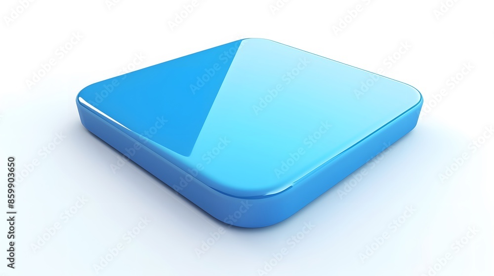 Blank Mobile application icon, button - Blue square with round corners. 3d rendering, white background Blank Mobile application icon, button - Blue square with round corners. 3d rendering, white background