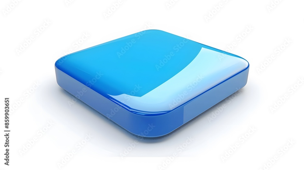 Blank Mobile application icon, button - Blue square with round corners. 3d rendering, white background Blank Mobile application icon, button - Blue square with round corners. 3d rendering, white background