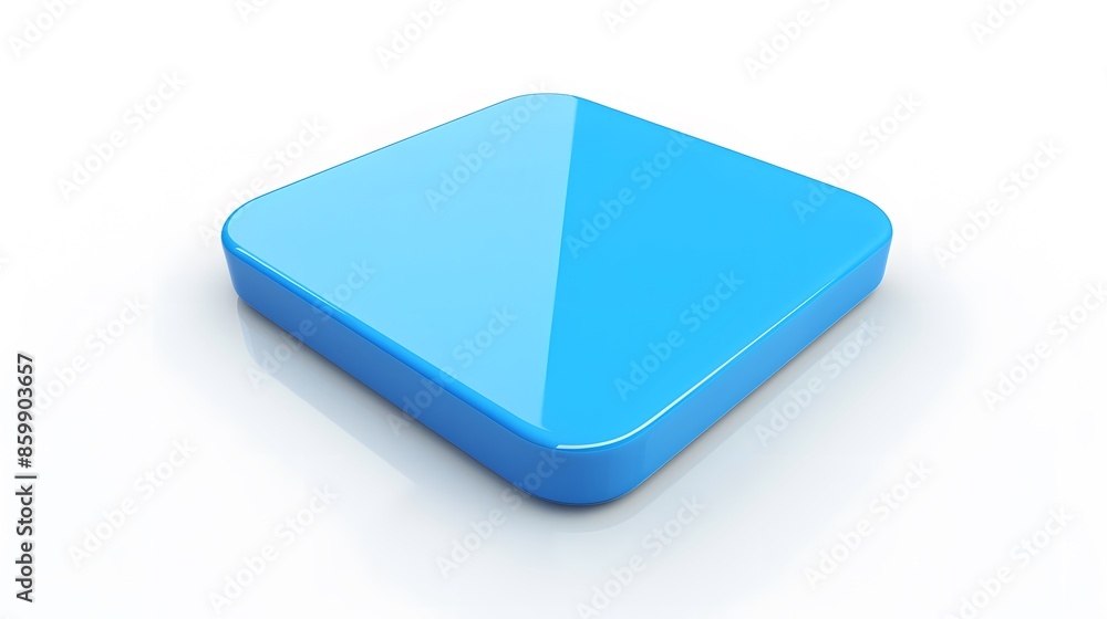 Blank Mobile application icon, button - Blue square with round corners. 3d rendering, white background Blank Mobile application icon, button - Blue square with round corners. 3d rendering, white background