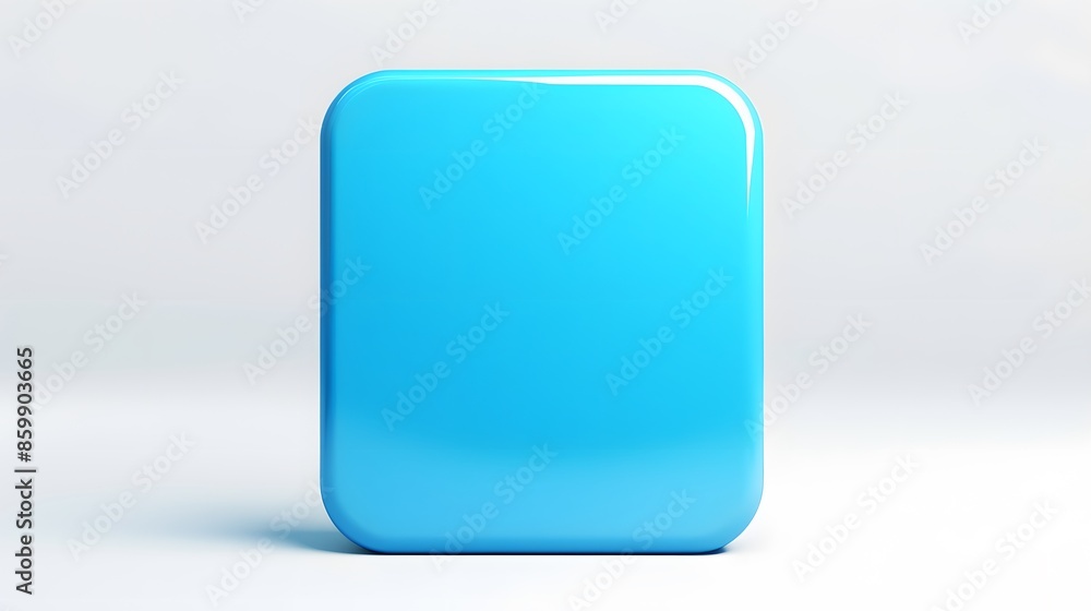 Blank Mobile application icon, button - Blue square with round corners. 3d rendering, white background Blank Mobile application icon, button - Blue square with round corners. 3d rendering, white background