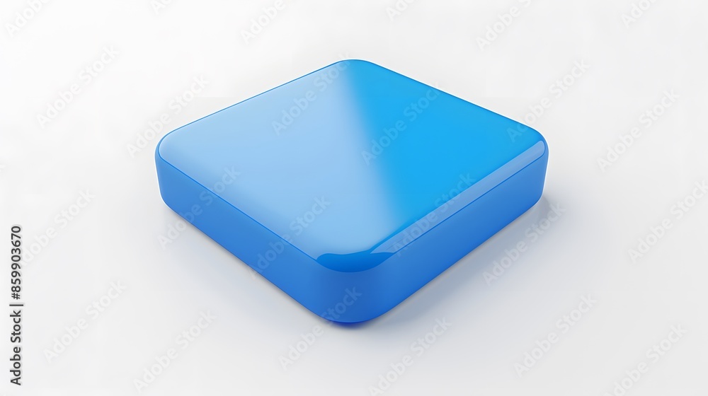 Blank Mobile application icon, button - Blue square with round corners. 3d rendering, white background Blank Mobile application icon, button - Blue square with round corners. 3d rendering, white background