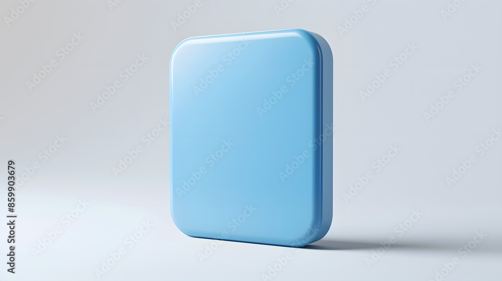 Blank Mobile application icon, button - Blue square with round corners. 3d rendering, white background Blank Mobile application icon, button - Blue square with round corners. 3d rendering, white background