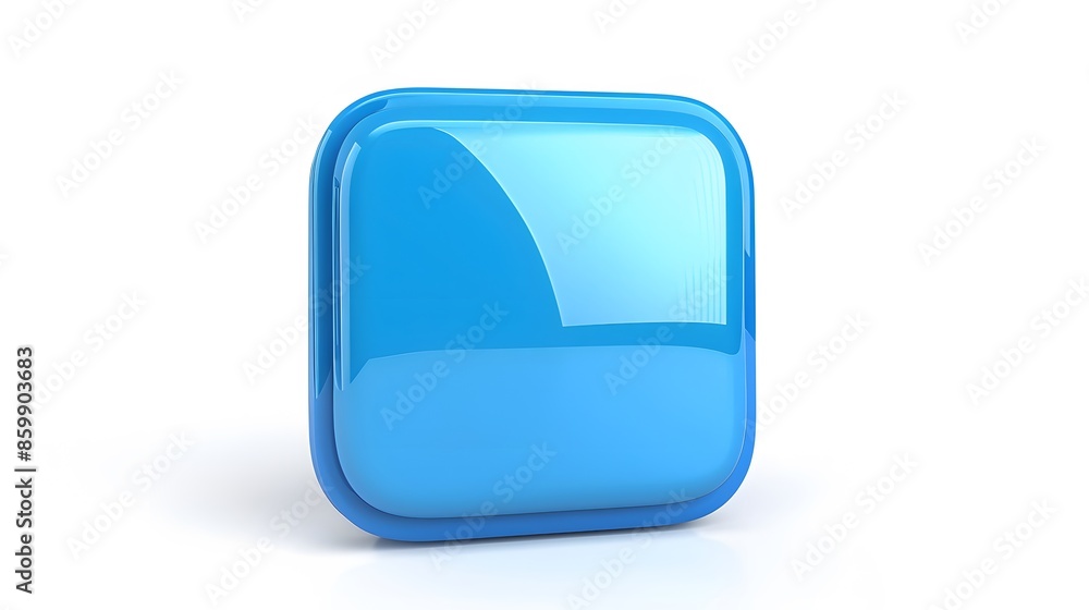 Blank Mobile application icon, button - Blue square with round corners. 3d rendering, white background Blank Mobile application icon, button - Blue square with round corners. 3d rendering, white background