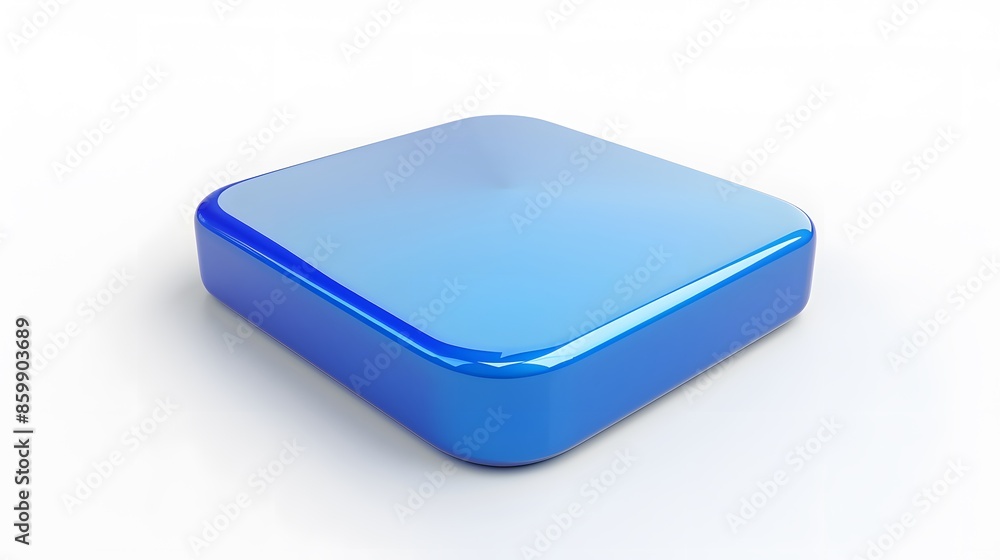 Blank Mobile application icon, button - Blue square with round corners. 3d rendering, white background Blank Mobile application icon, button - Blue square with round corners. 3d rendering, white background