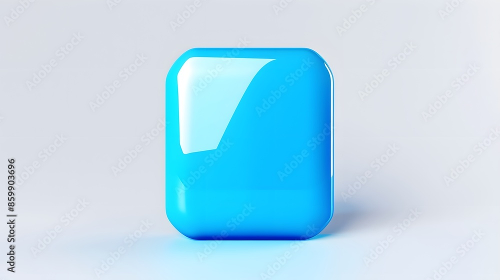Blank Mobile application icon, button - Blue square with round corners. 3d rendering, white background Blank Mobile application icon, button - Blue square with round corners. 3d rendering, white background