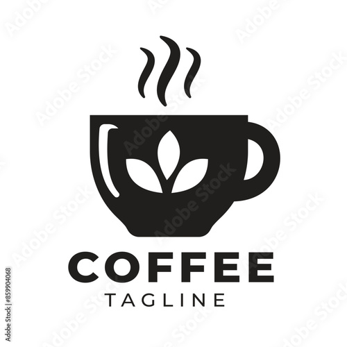 A coffee cup with a small saucer underneath, at the top of the cup represents hot smoke. The logo can be used for a retro vintage style restaurant