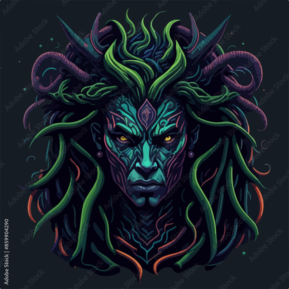 A striking Medusa logo, featuring the Greek gorgon with serpent hair and a fierce gaze, embodies mystique and danger, perfect for a bold and memorable emblem. A striking Medusa logo, featuring the Greek gorgon with serpent hair and a fierce gaze, embodies mystique and danger, perfect for a bold and memorable emblem.