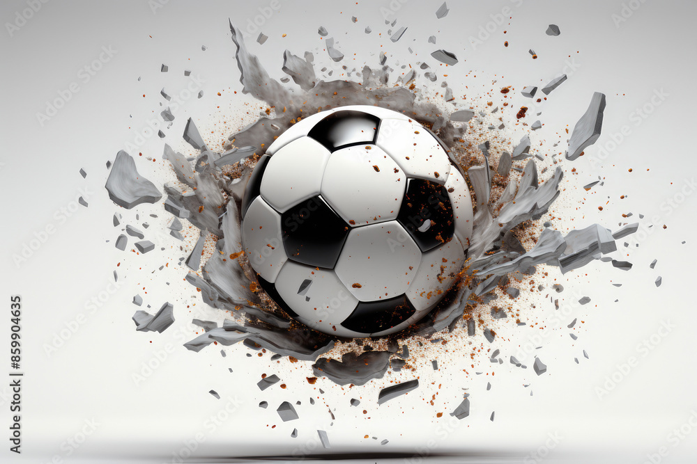 Fototapeta premium generated illustration of moving soccer ball around splash