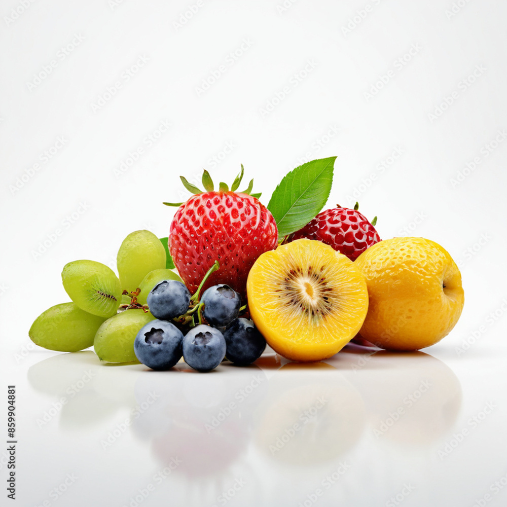 fresh fruits on a white background fresh fruits on a white background
