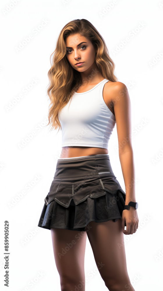 generated illustration of Portrait of a caucasian woman wearing a tennis player outfit generated illustration of Portrait of a caucasian woman wearing a tennis player outfit