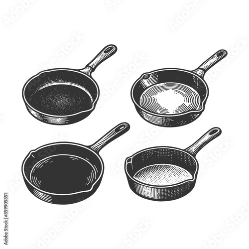 vintage design pan hand drawn vector illustration