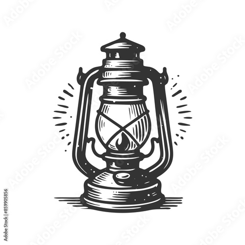 vintage design lantern hand drawn vector illustration