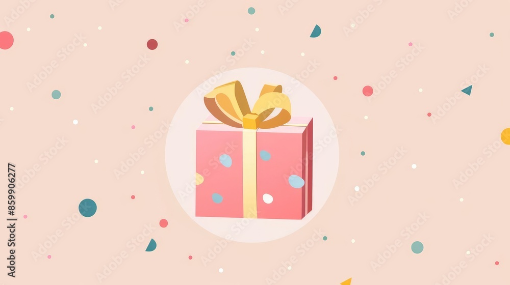 Fototapeta premium Gift packaging flat design side view birthday animation colored pastel--no blur, grunge, splash, dust