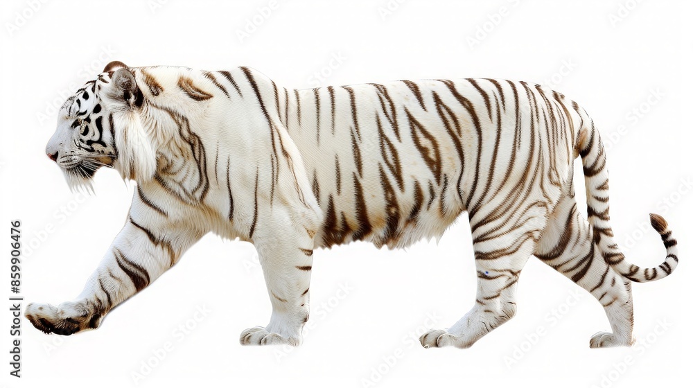 Fototapeta premium Striped White Tiger Walking