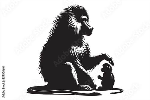 Baboon Vector silhouette image