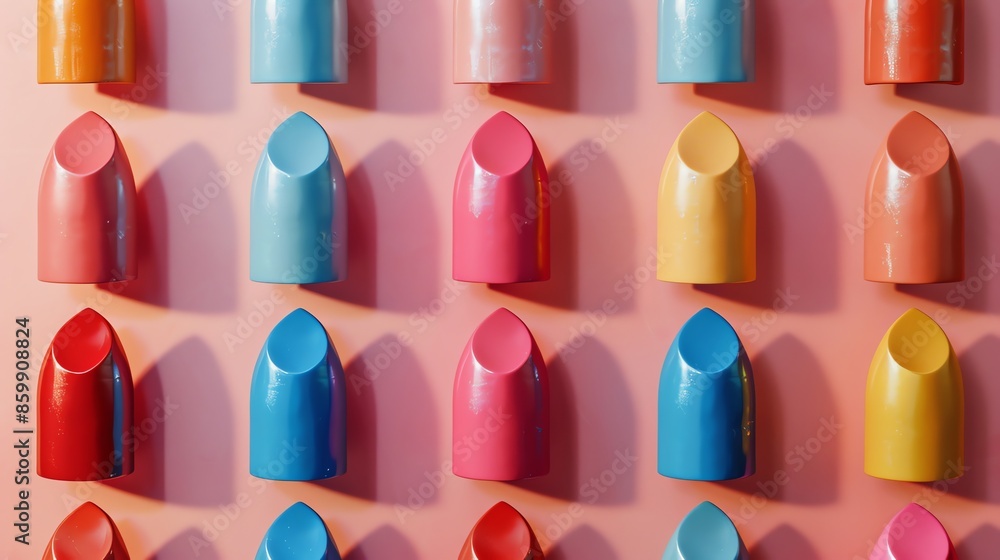 Colorful lipstick pattern on pink background. Colorful lipstick pattern on pink background.